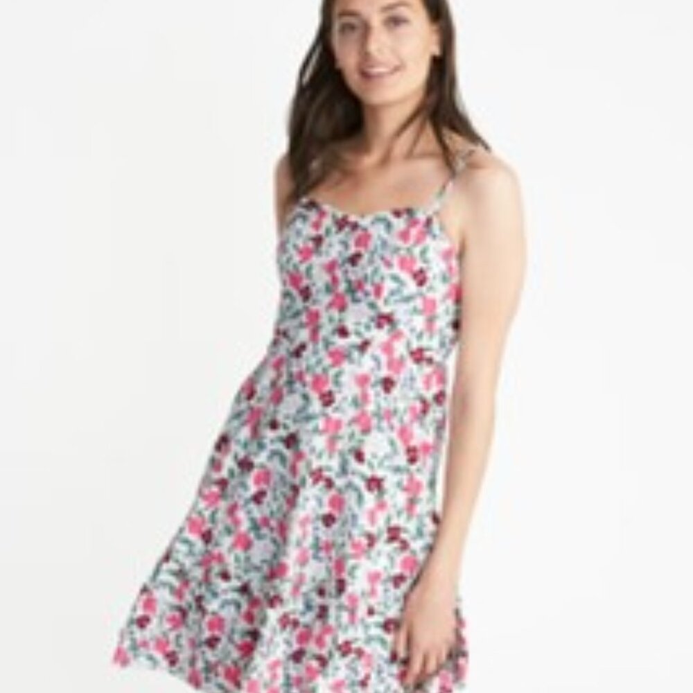 Old Navy White Floral print sleeveless Dress full figure SZ XXL tall Old Navy